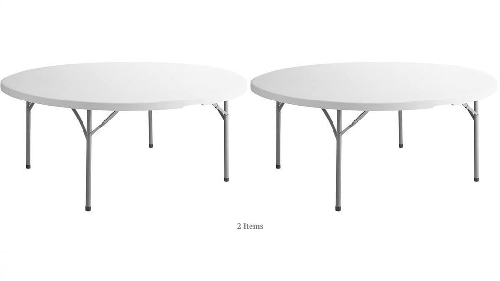 White 72 Inch Round Plastic Folding Table 2 Pack K155