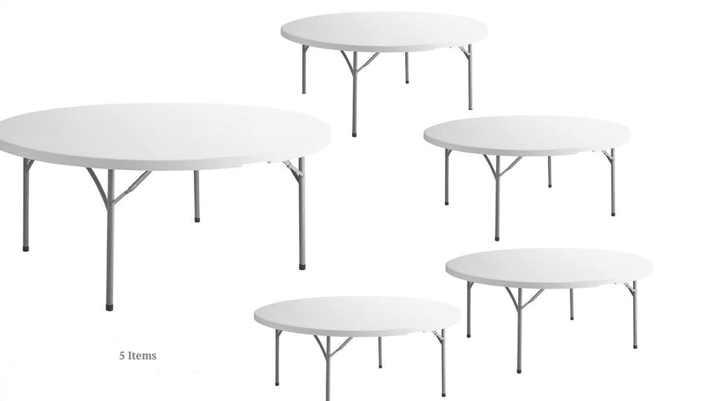White 6-ft Plastic Folding Round Table Z765