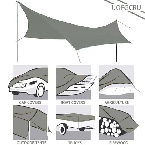 4m x 8m Grey Waterproof Poly Tarp with Grommets T6999