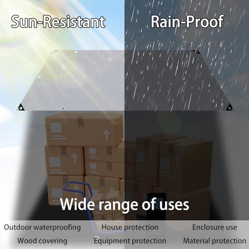 4m x 8m Grey Waterproof Poly Tarp with Grommets T6999