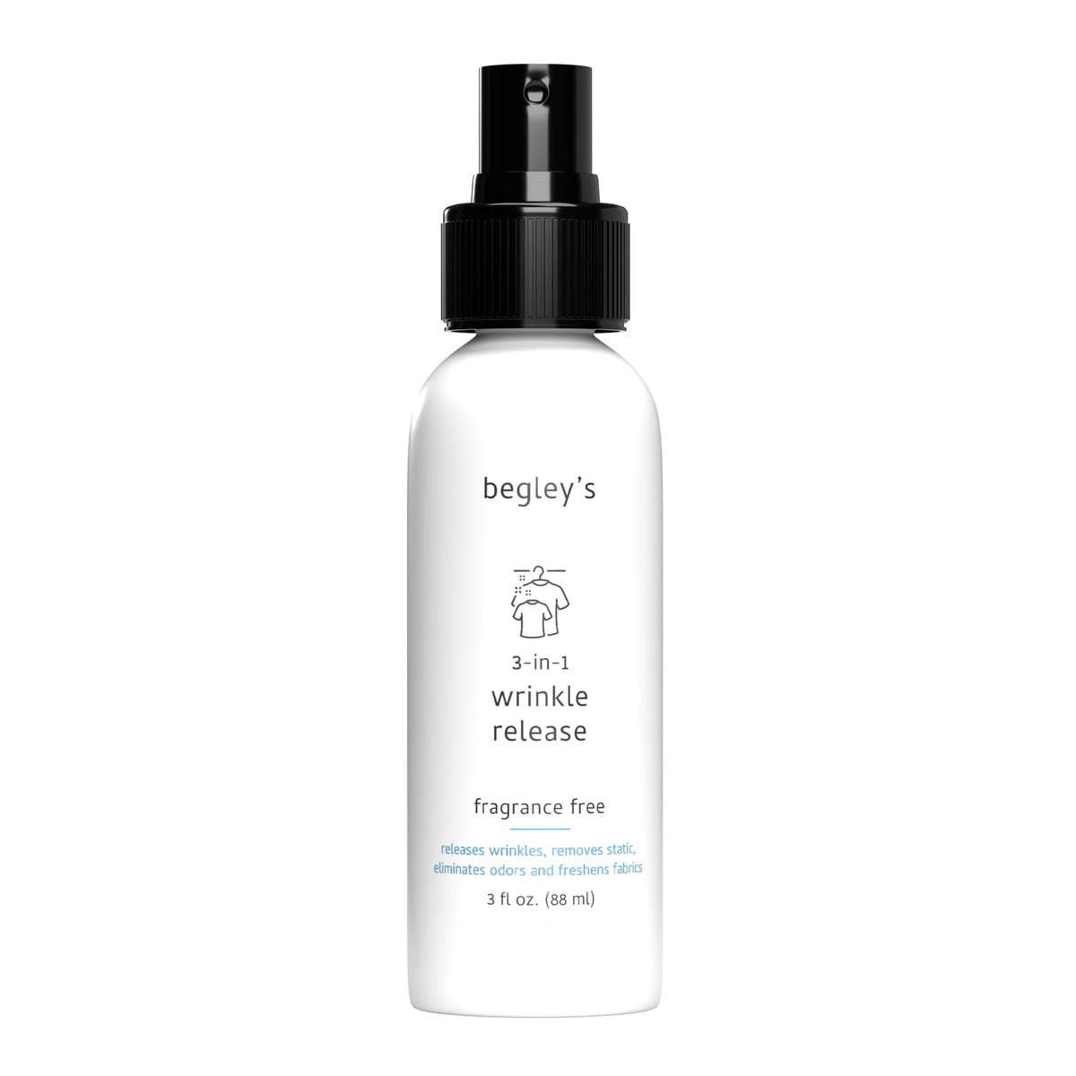 3-in-1 Wrinkle Remover, Static Cling Remover, Odor Eliminator and Fabric Refresher Spray, Fragrance-Free, 3 oz H52661