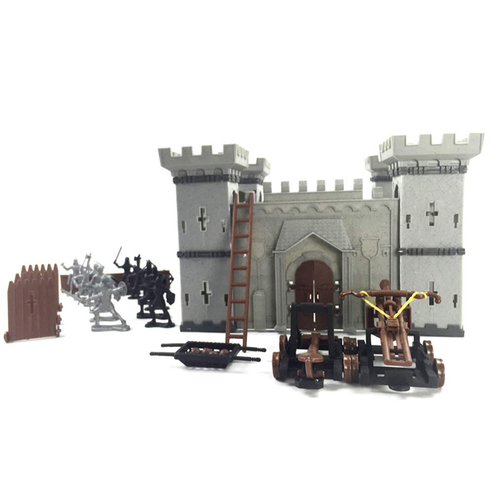 Medieval Castle Knights Action Figure Toy Playset with Catapult and Horse-Drawn Carriage A409