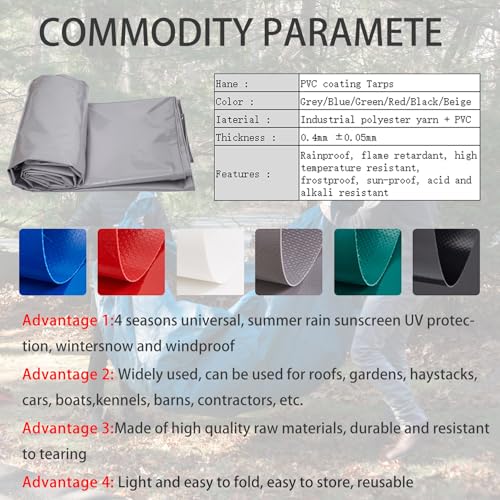 4m x 8m Grey Waterproof Poly Tarp with Grommets T6999