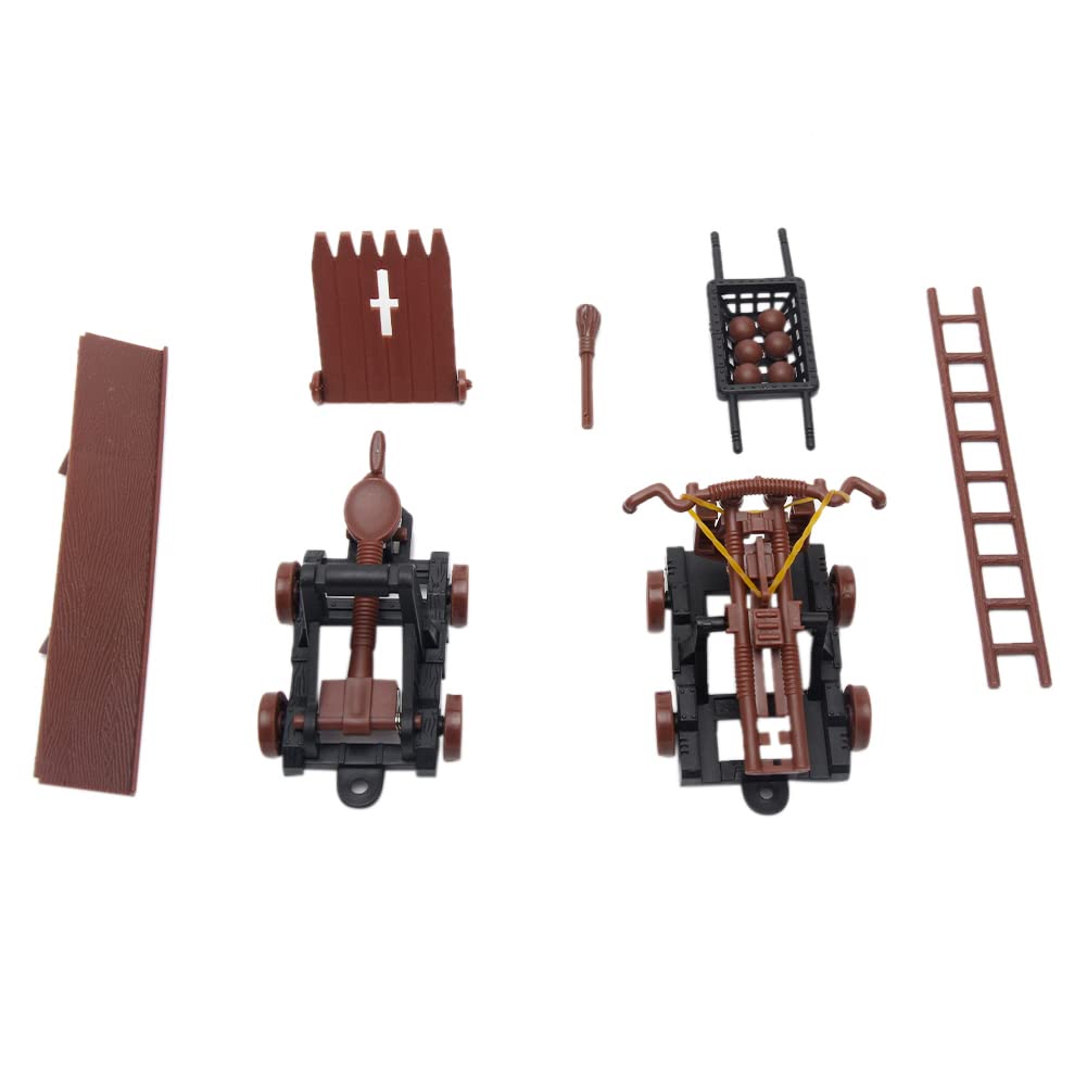 Medieval Castle Knights Action Figure Toy Playset with Catapult and Horse-Drawn Carriage A409