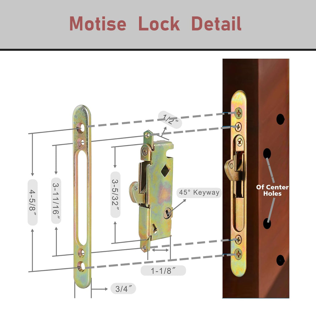 Sliding Patio Door Handleset with Mortise and Keeper Assembly White Zinc Alloy H361