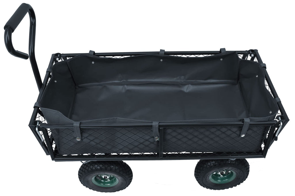 Heavy Duty Garden Cart, 400 Lb Capacity, Mesh Steel Folding Utility Wagon, Black N911