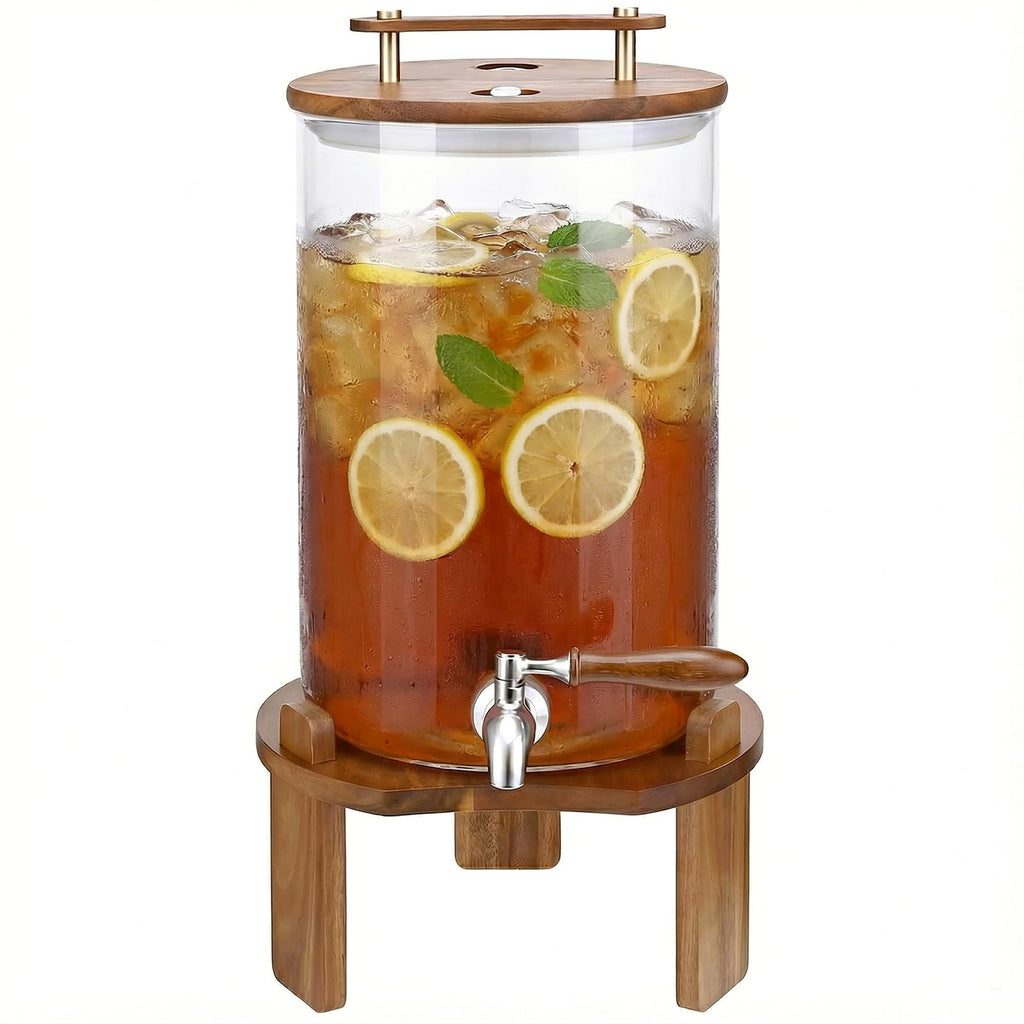 2.1 Gallon Glass Beverage Dispenser with Stand and Stainless Steel Spigot J7757
