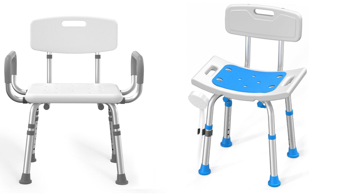 Heavy Duty Height Adjustable Shower Chair with Arms and Back O9636