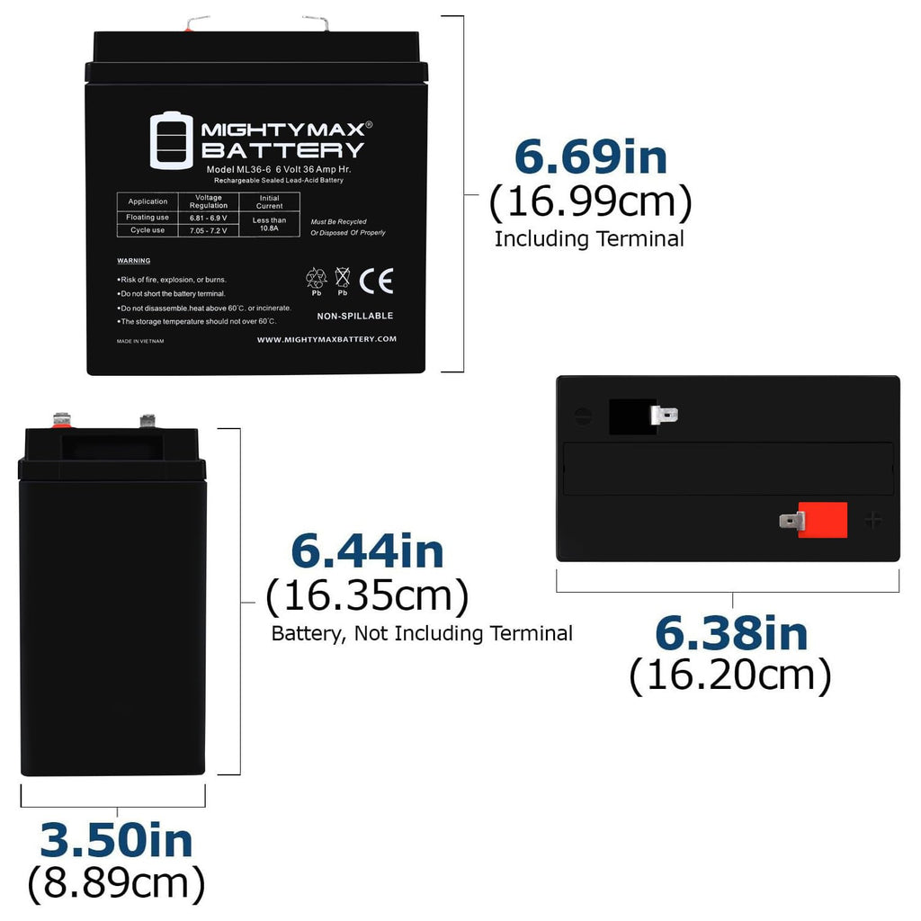 6V 36Ah AGM F2 Terminal Battery M543333