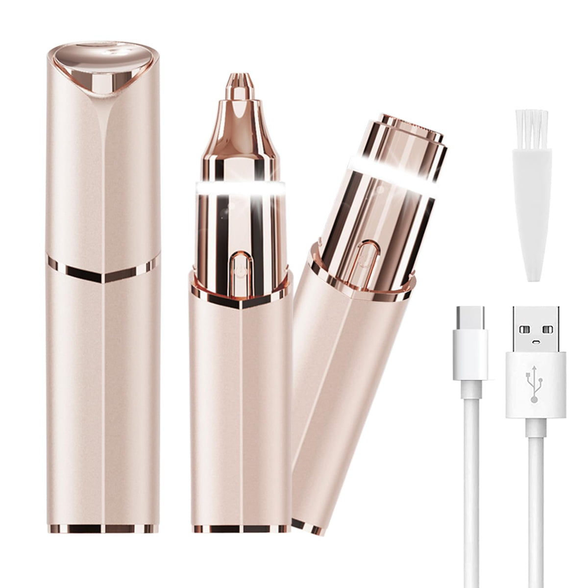 Facial Hair Removal Eyebrow Trimmer 2 in 1 LED Light Rechargeable U5129