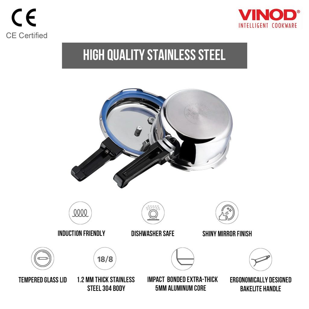 Stainless Steel Pressure Cooker, Outer Lid, 2 Litre P338