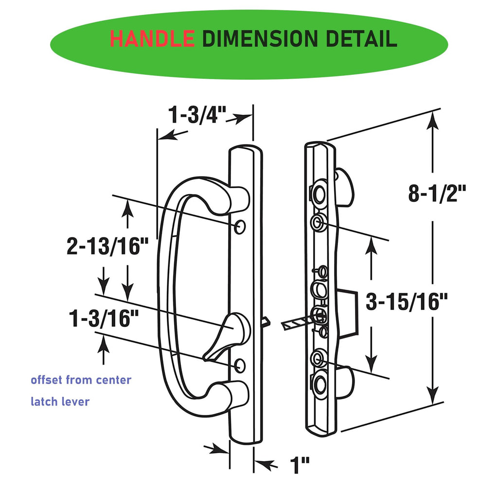 Sliding Patio Door Handleset with Mortise and Keeper Assembly White Zinc Alloy H361
