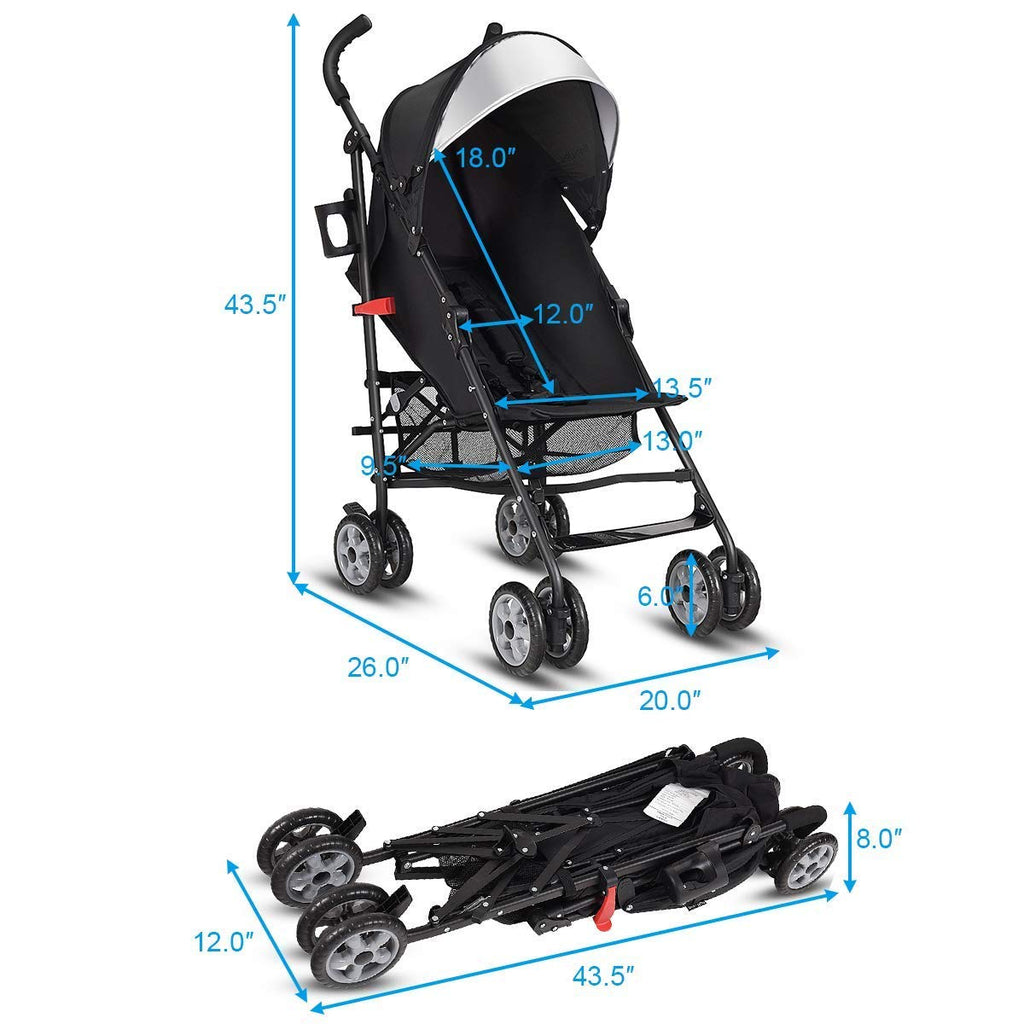 Lightweight Compact Foldable Stroller with Canopy and Cup Holder V314575