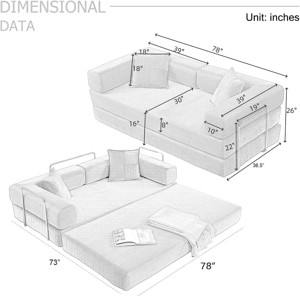 78" Convertible Futon Sofa Bed X4679