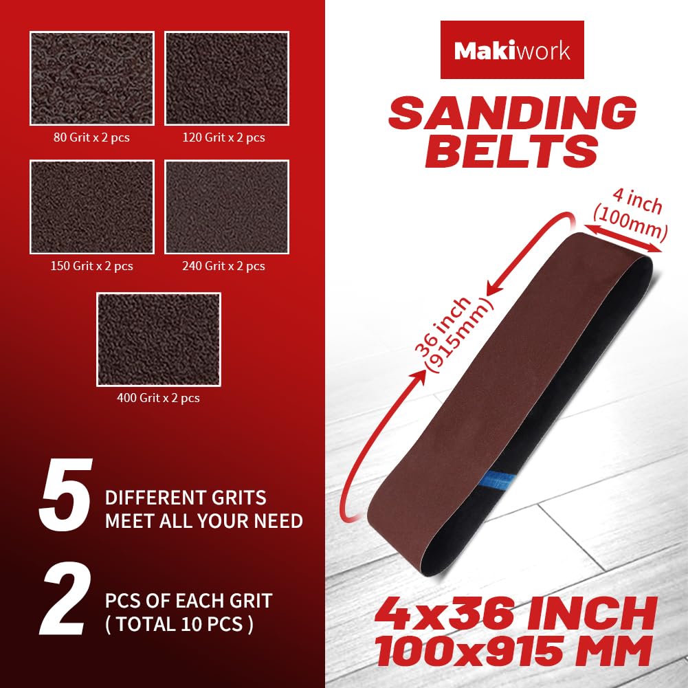 4x36 Inch Aluminum Oxide Sanding Belts and 6-Inch PSA Sanding Discs Set J88034