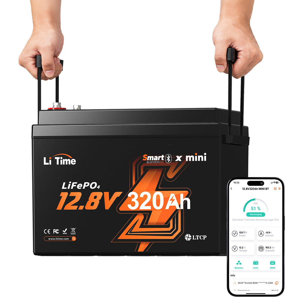 12V 320Ah Mini LiFePO4 Battery with Bluetooth A96600