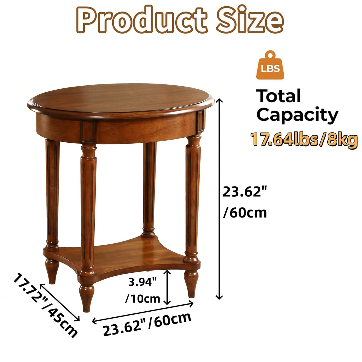 Oval Cherry Finish Wood End Table with Storage Shelf O584