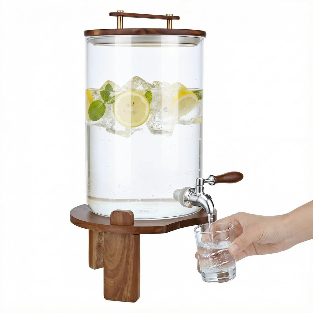 2.1 Gallon Glass Beverage Dispenser with Stand and Stainless Steel Spigot J7757