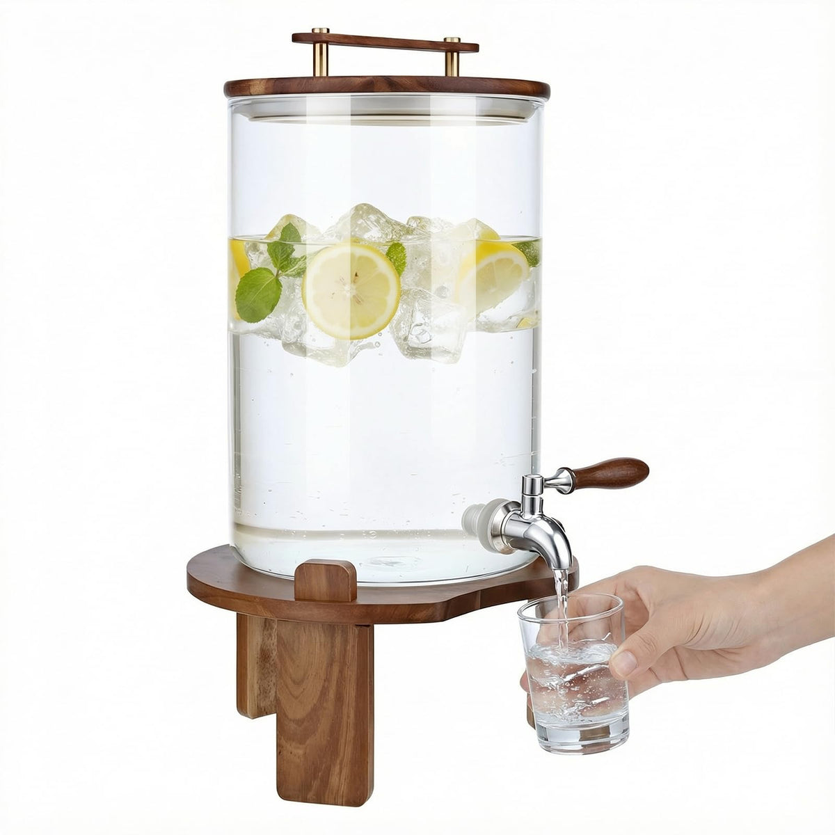 2.1 Gallon Glass Beverage Dispenser with Stand and Stainless Steel Spigot J7757