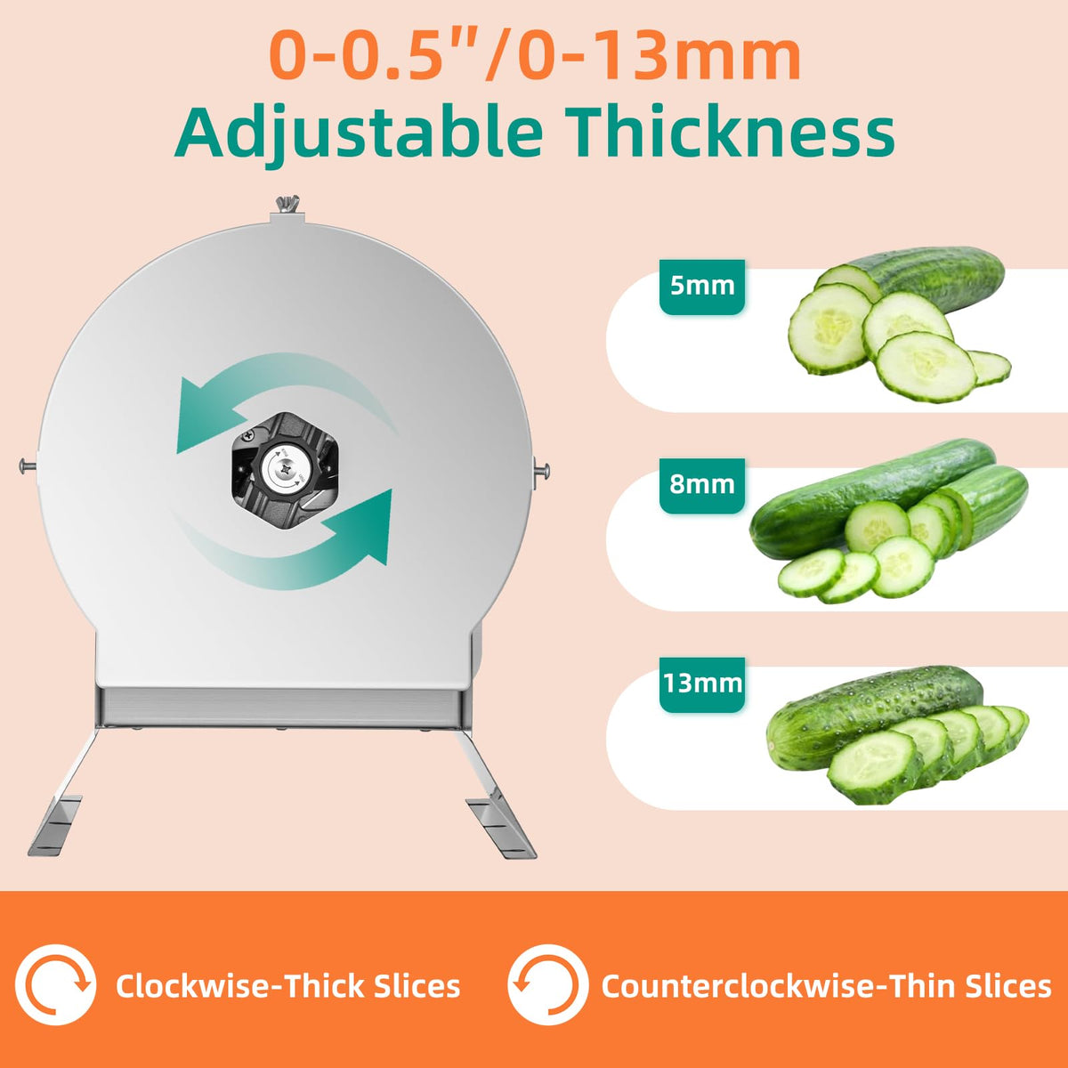Electric Vegetable Slicer, Stainless Steel 2 IN 1 Manual & Electric Food Slicer M518581