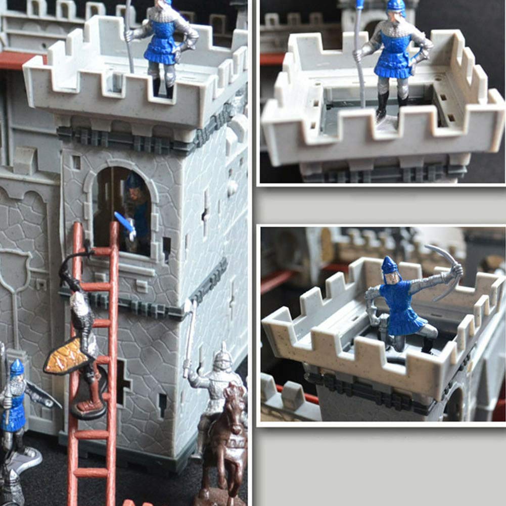 Medieval Castle Knights Action Figure Toy Playset with Catapult and Horse-Drawn Carriage A409
