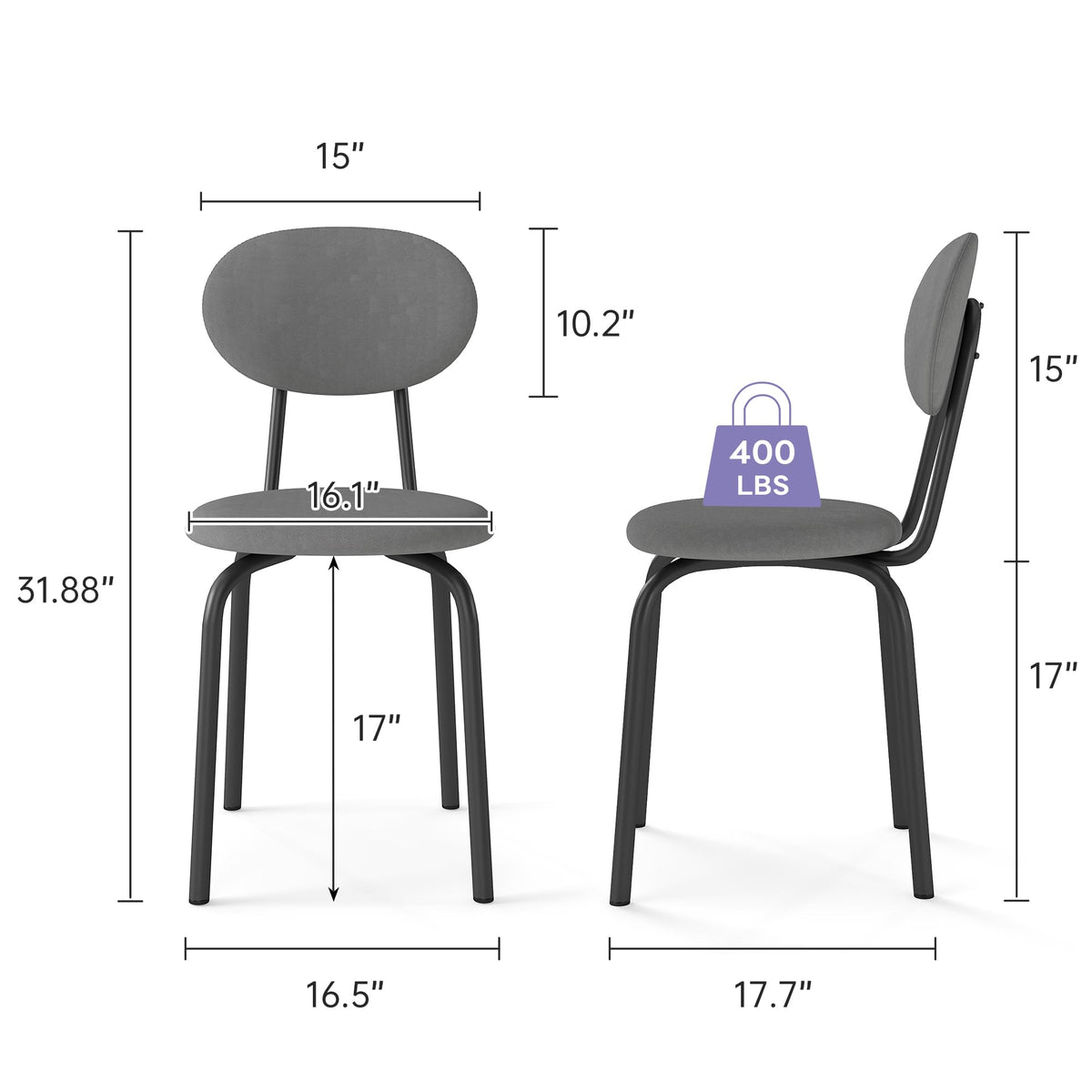 Stackable Dining Chairs Set of 4 Grey U84930