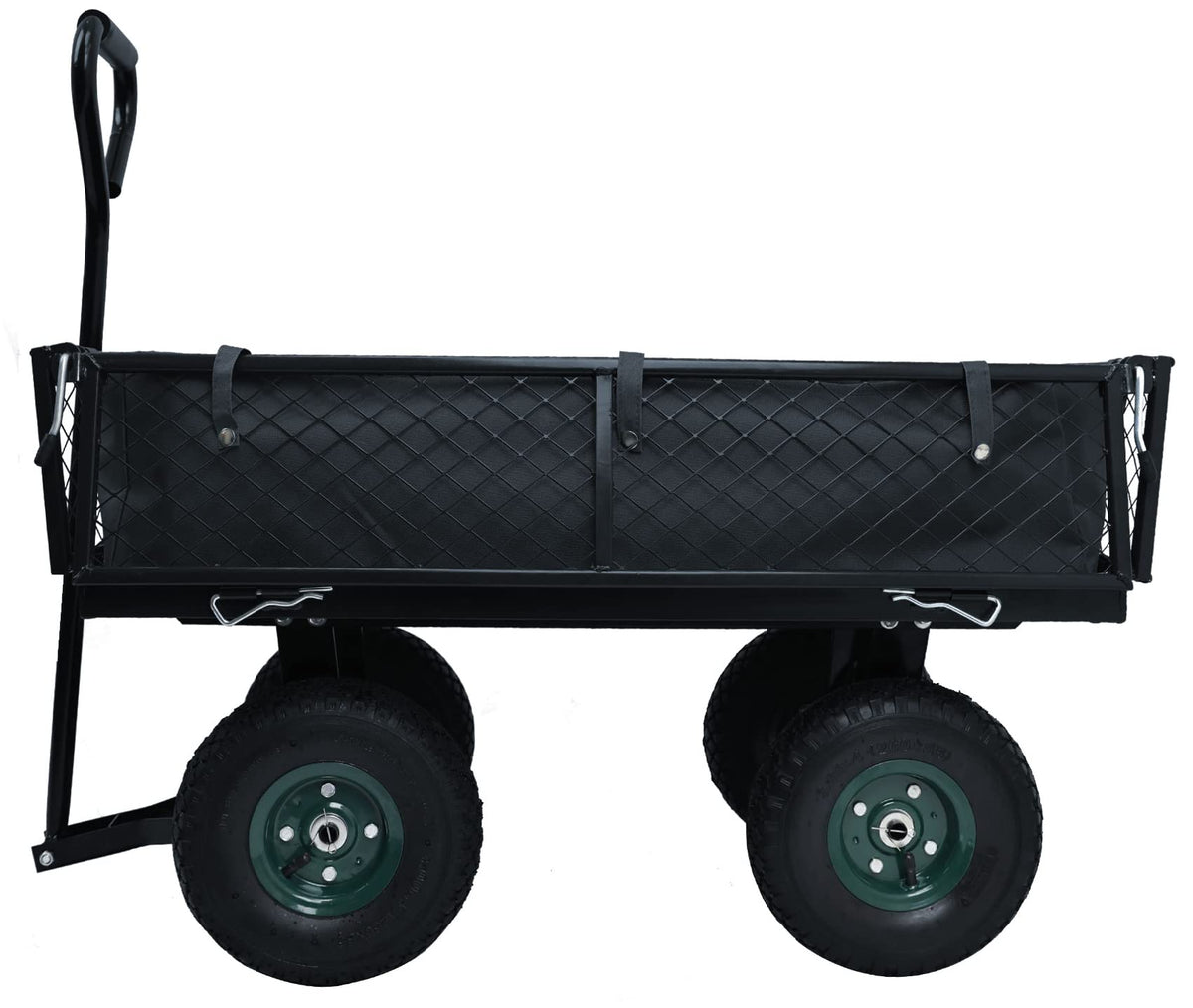 Heavy Duty Garden Cart, 400 Lb Capacity, Mesh Steel Folding Utility Wagon, Black N911