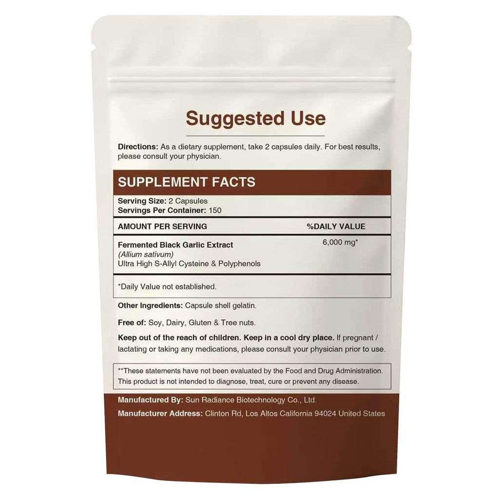 Black Garlic Extract Vegan Non-GMO 300 Softgels M436983