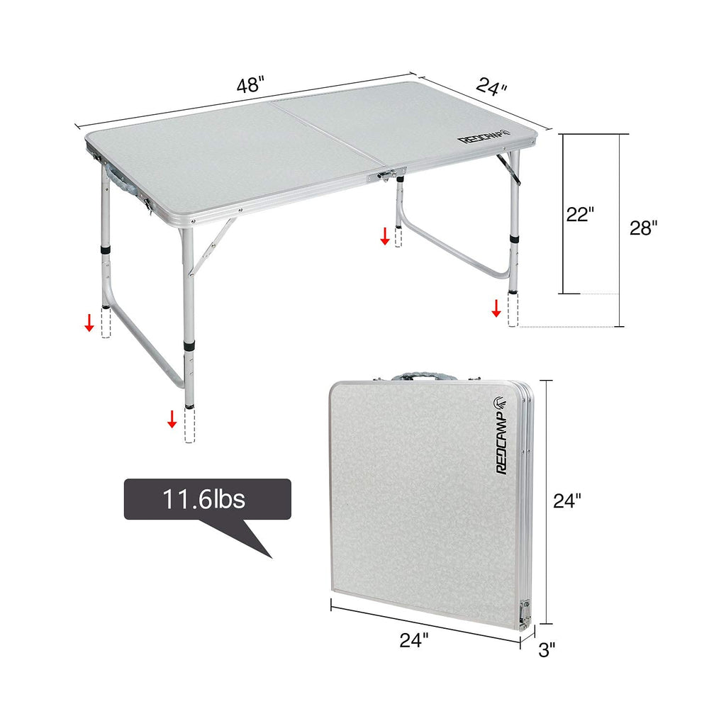 4ft Lightweight Portable Folding Camping Table with Adjustable Heights J6314