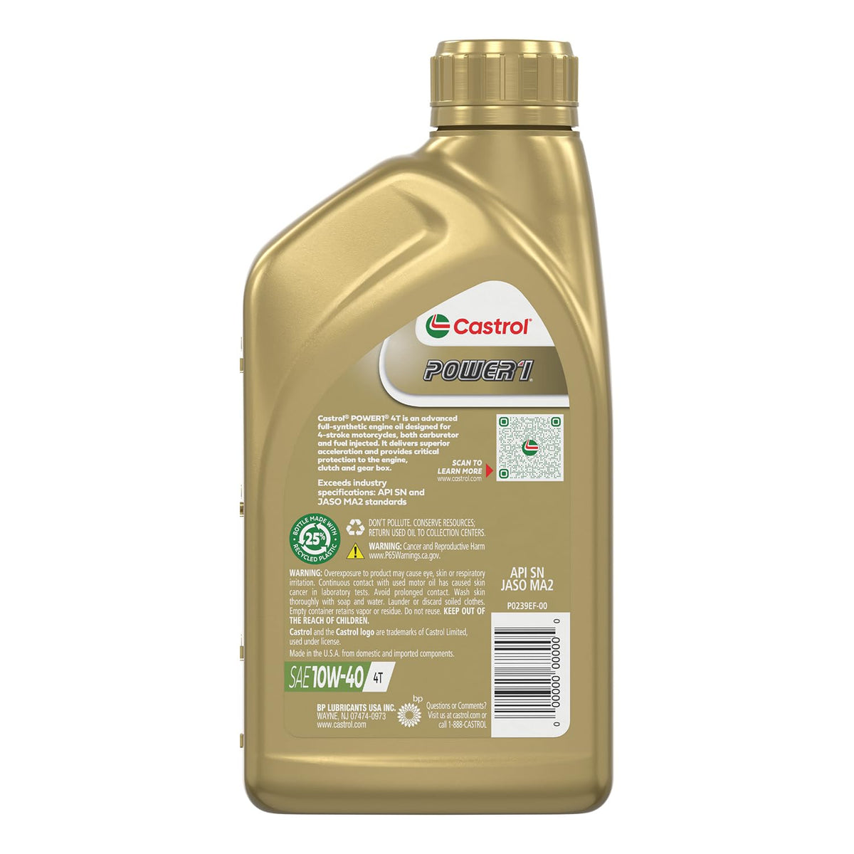 10W-40 Full Synthetic Motorcycle Oil, 1 Quart, Pack of 6 X4531