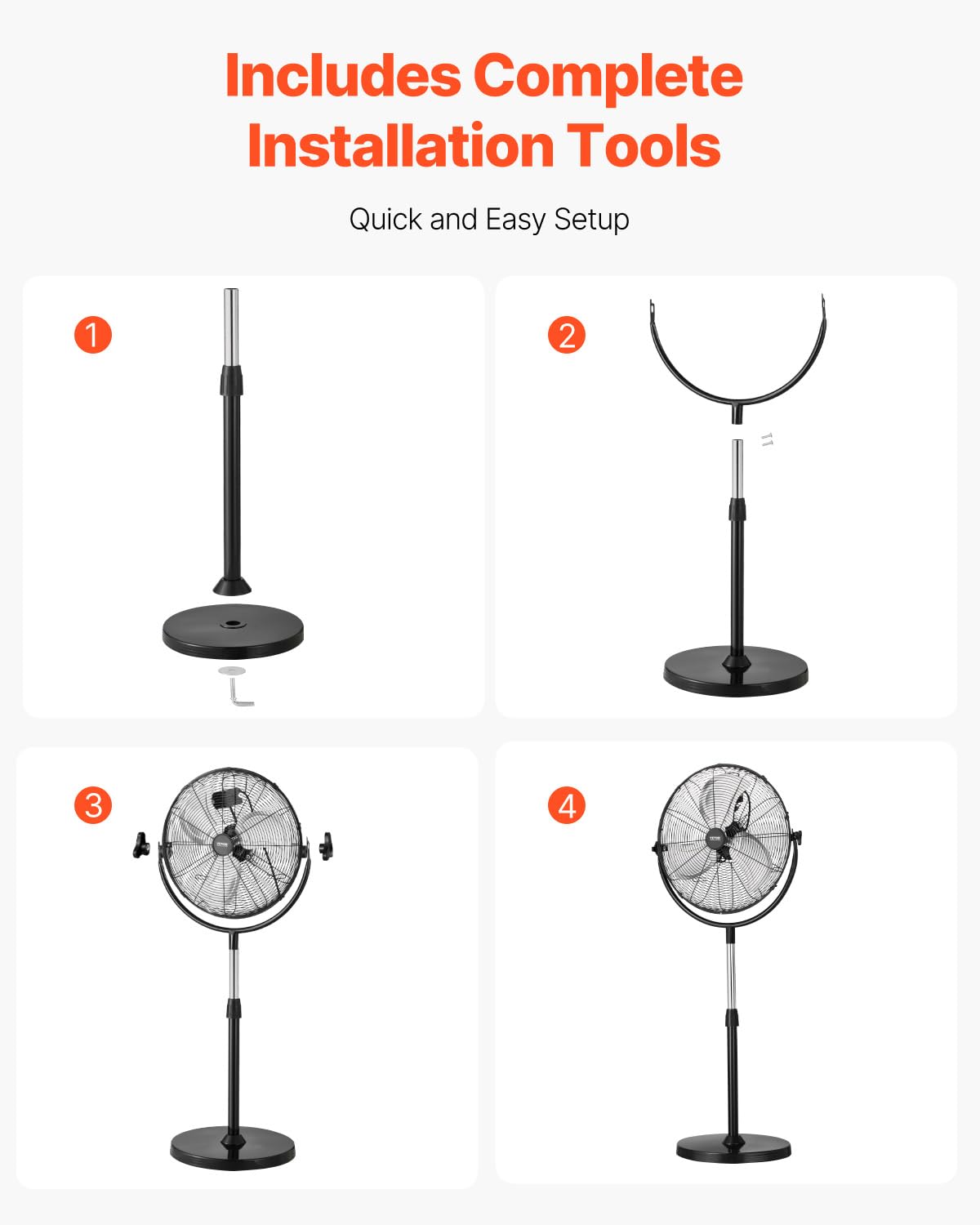 20 Inch 3 Speed Adjustable Height Pedestal Fan D7135