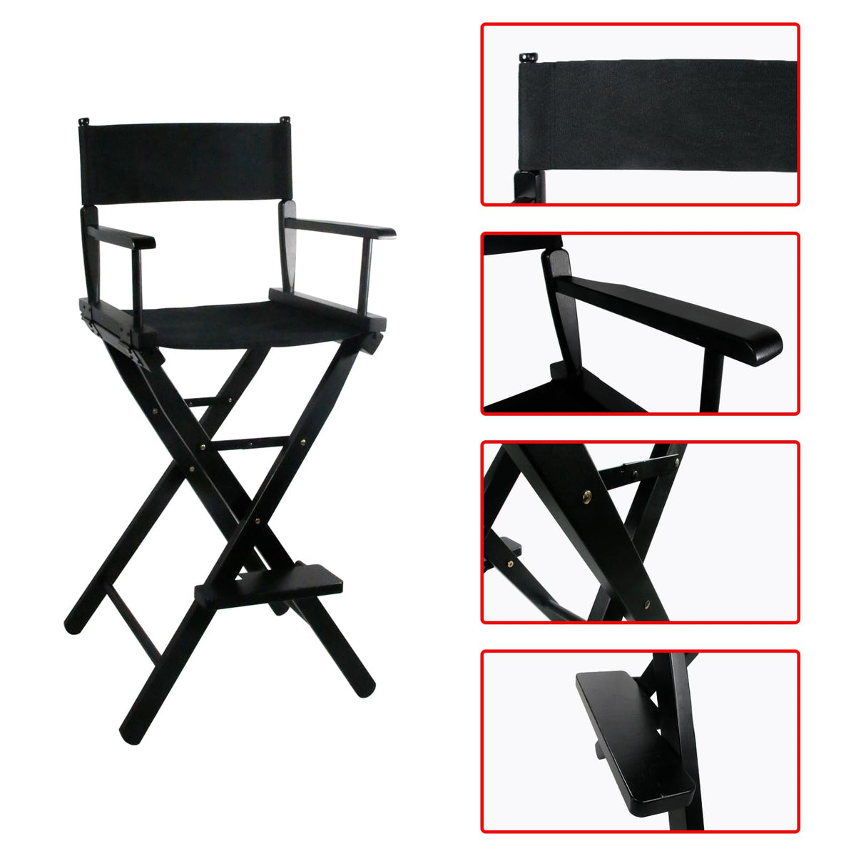 30 Inch Foldable Directors Chair with Footrest R898