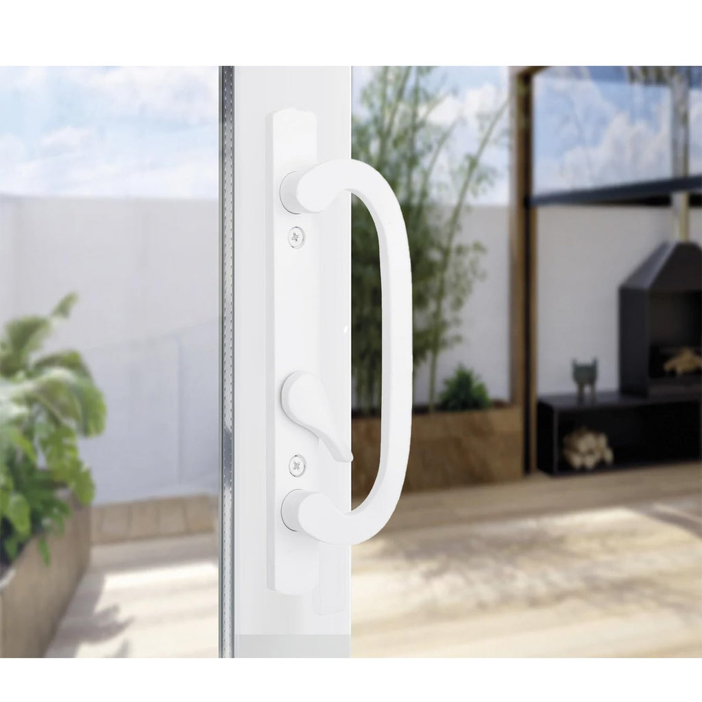 Sliding Patio Door Handleset with Mortise and Keeper Assembly White Zinc Alloy H361