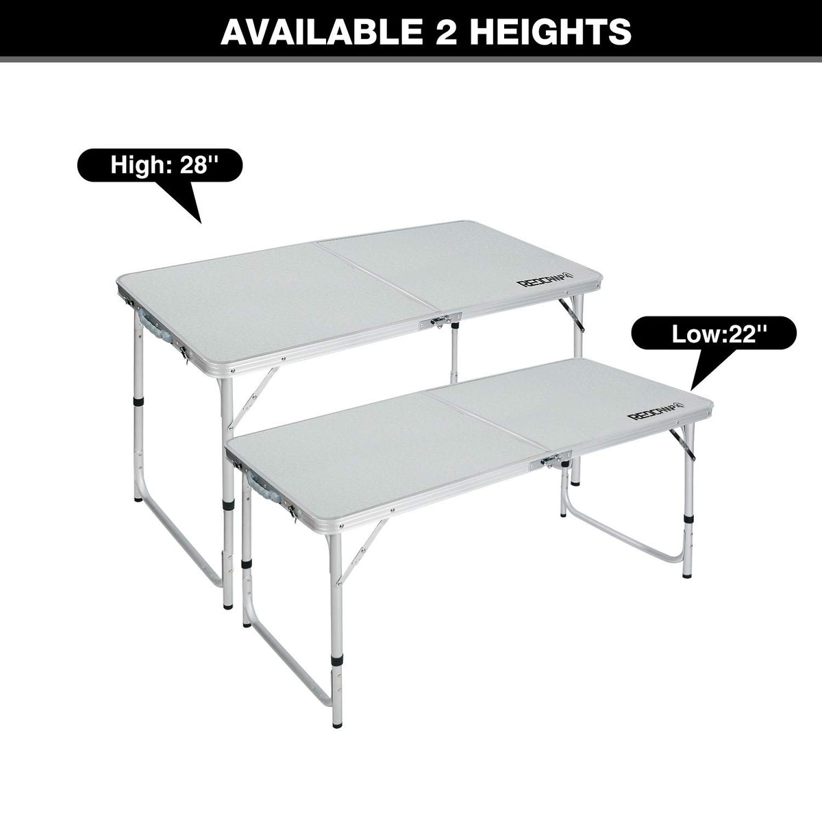 4ft Lightweight Portable Folding Camping Table with Adjustable Heights J6314