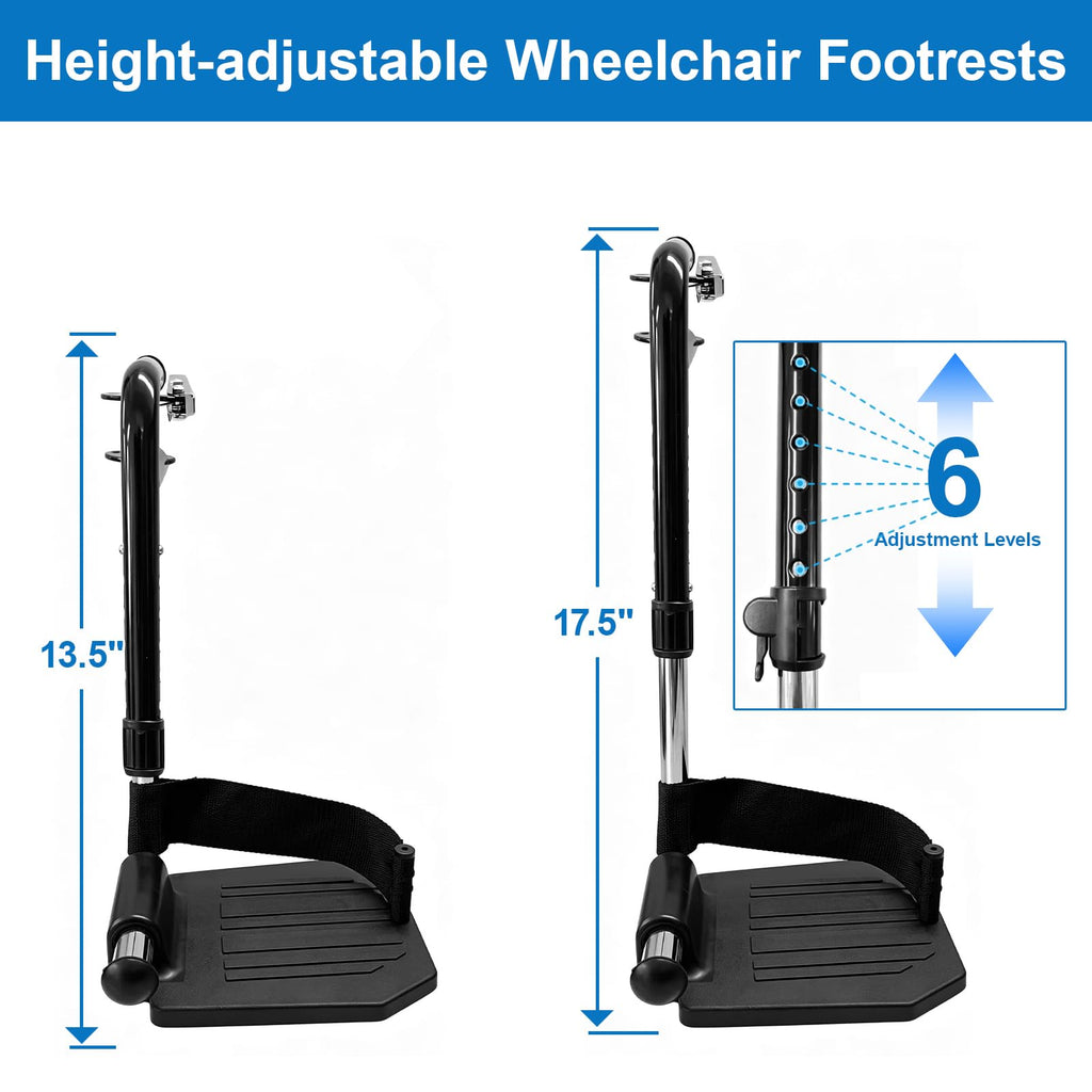 Black Wheelchair Footrest Replacement with Heel Loop G48055