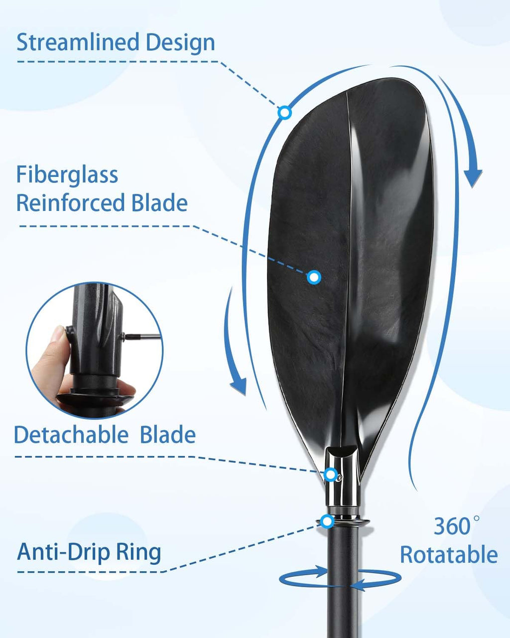 Adjustable Kayak Paddle 60-90" Stainless Steel G8311