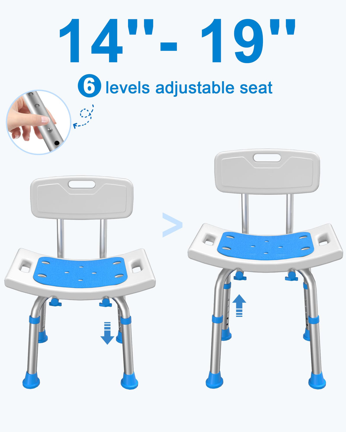 Heavy Duty Height Adjustable Shower Chair with Arms and Back O9636