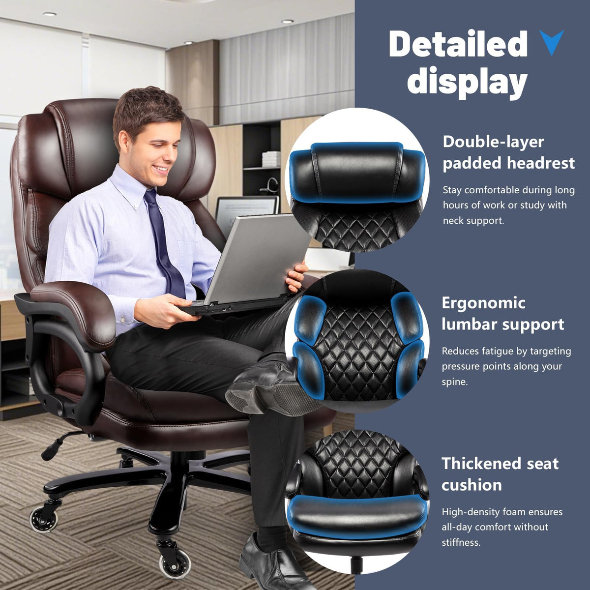 Big and Tall Heavy Duty Executive Office Chair with High Back L2386