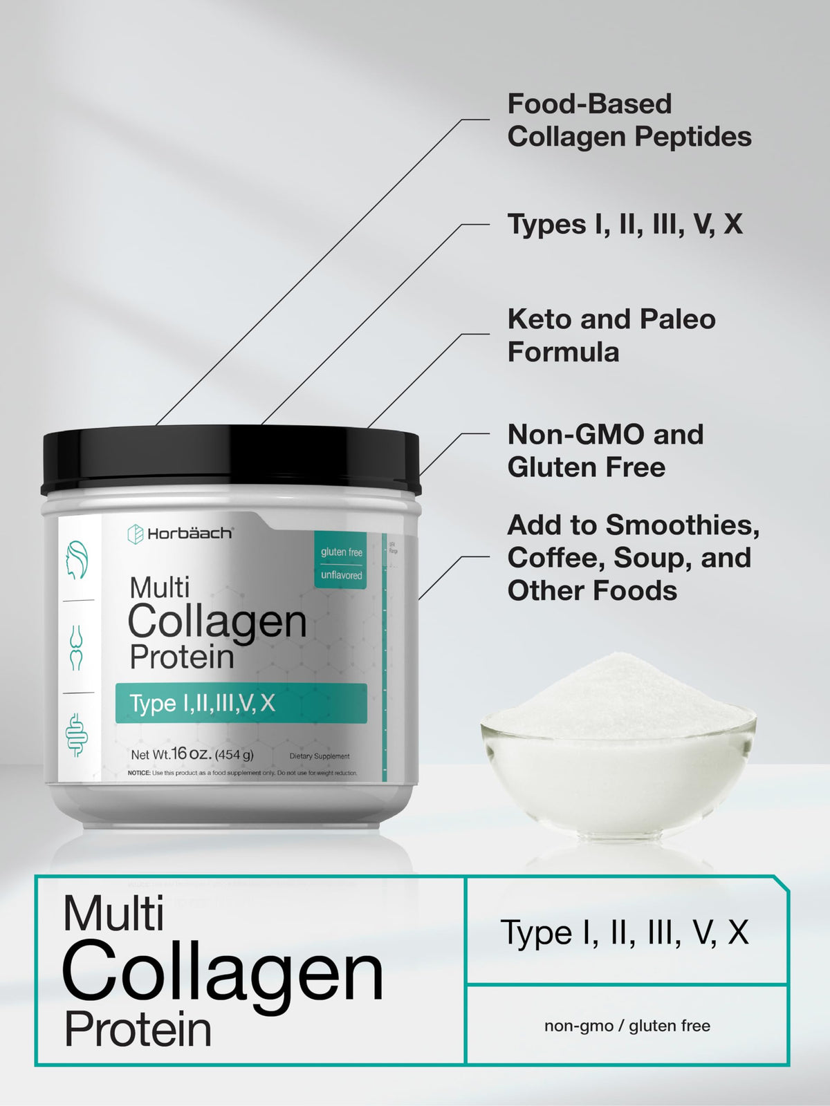 Multi Collagen Protein Powder 16 oz U246