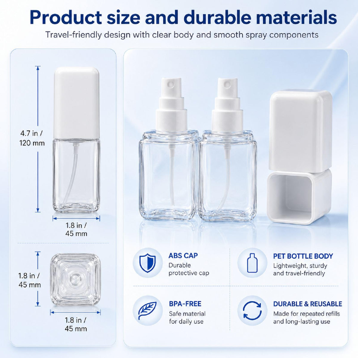 2 Pack 2.7oz Fine Mist Spray Bottles C480