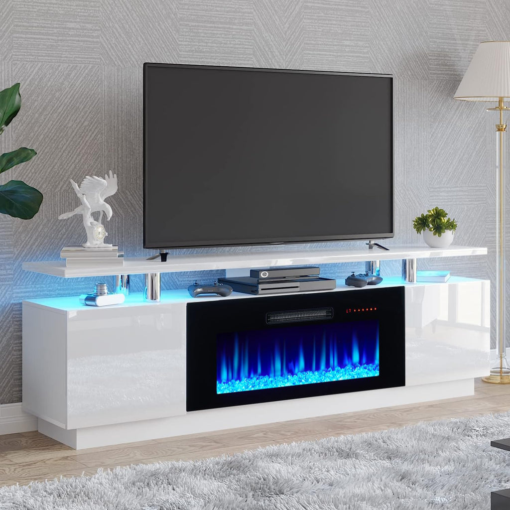 70" High-Gloss TV Stand with 36" Electric Fireplace G6991