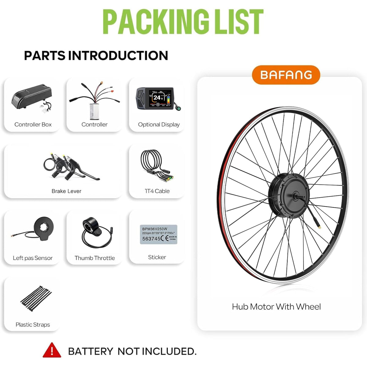 48V 500W Front Hub Motor Ebike Conversion Kit R429