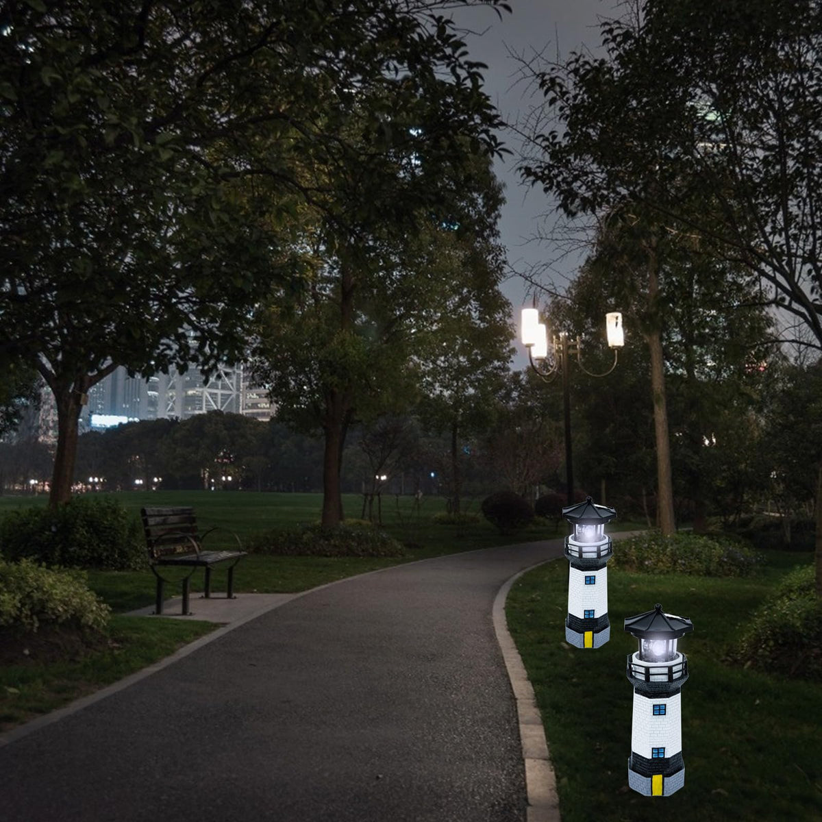 Solar Powered Lighthouse Resin LED Light L140