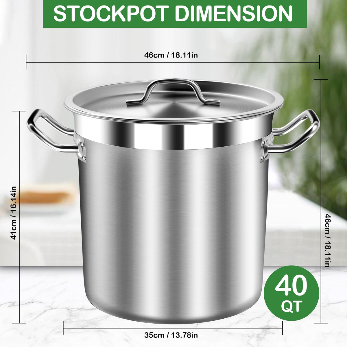 40 Quart Stainless Steel Stockpot with Lid O863943