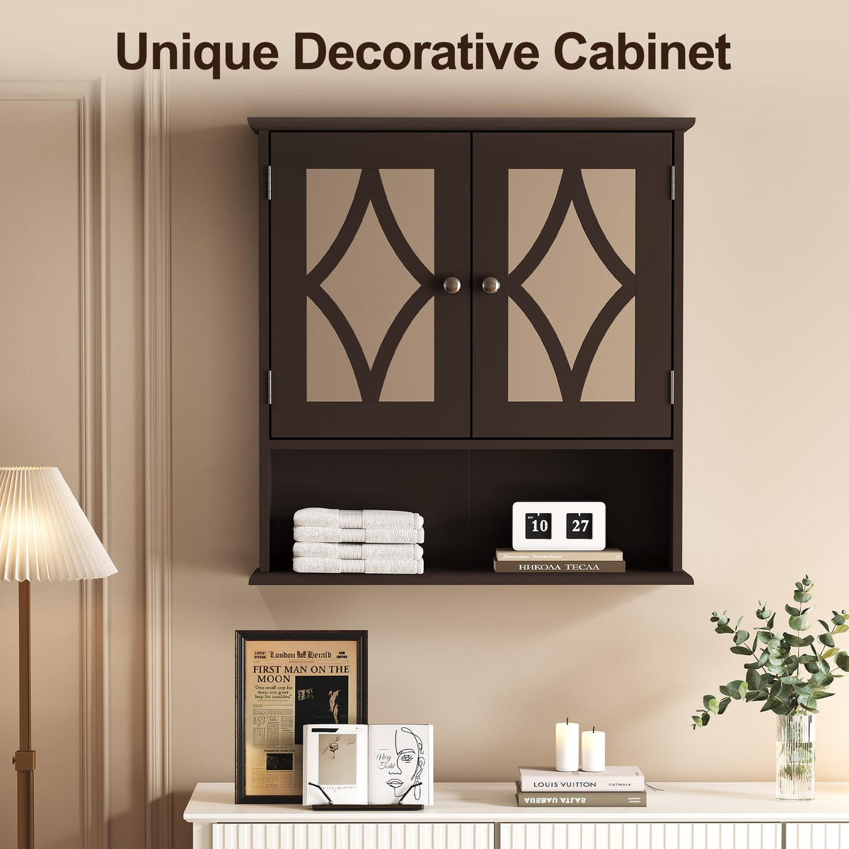 Wall Mounted Bathroom Medicine Cabinet with Towel Rack 22x25 inch D38693