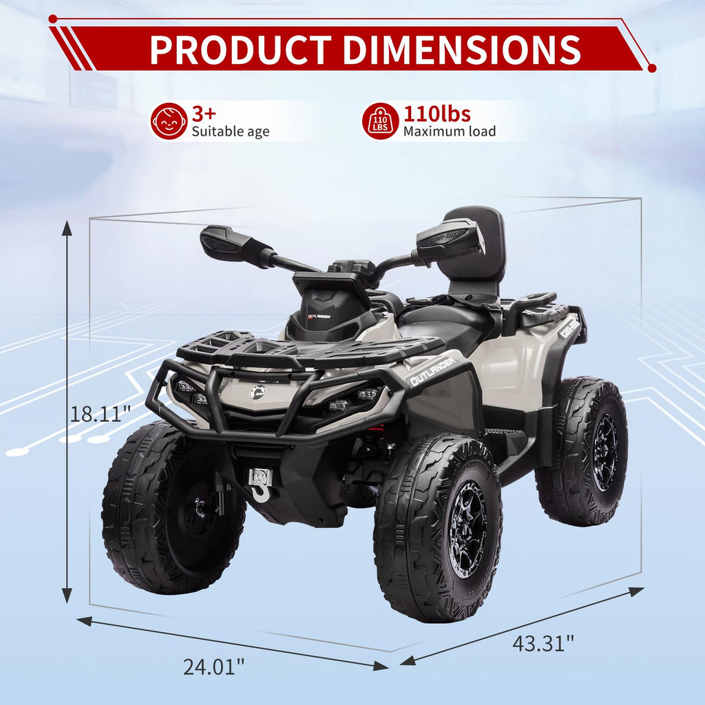 24V 2 Seater 4WD Electric ATV Toy Car with Bluetooth U680