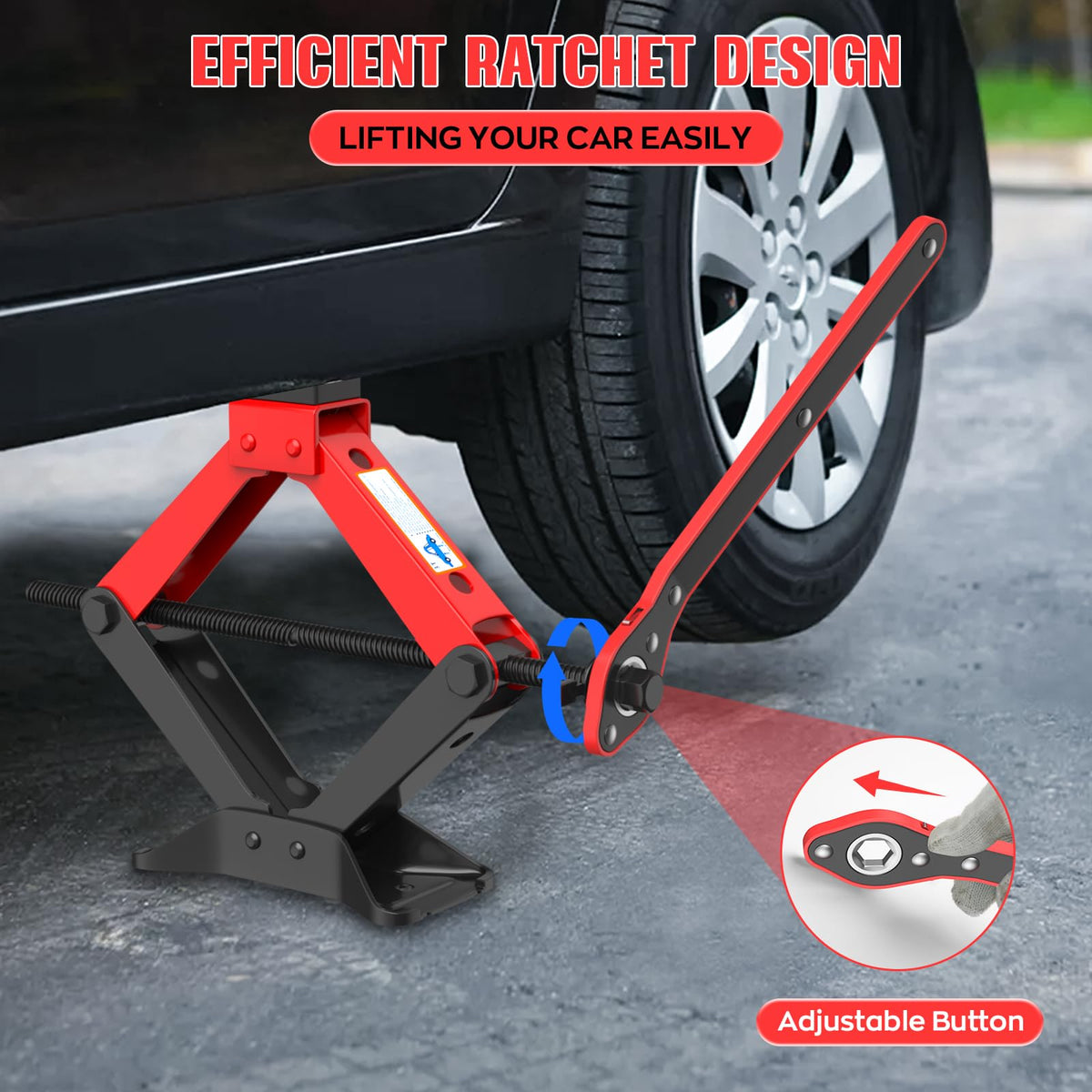 3 Ton Heavy Duty Scissor Jack Kit with Lug Wrench Q421