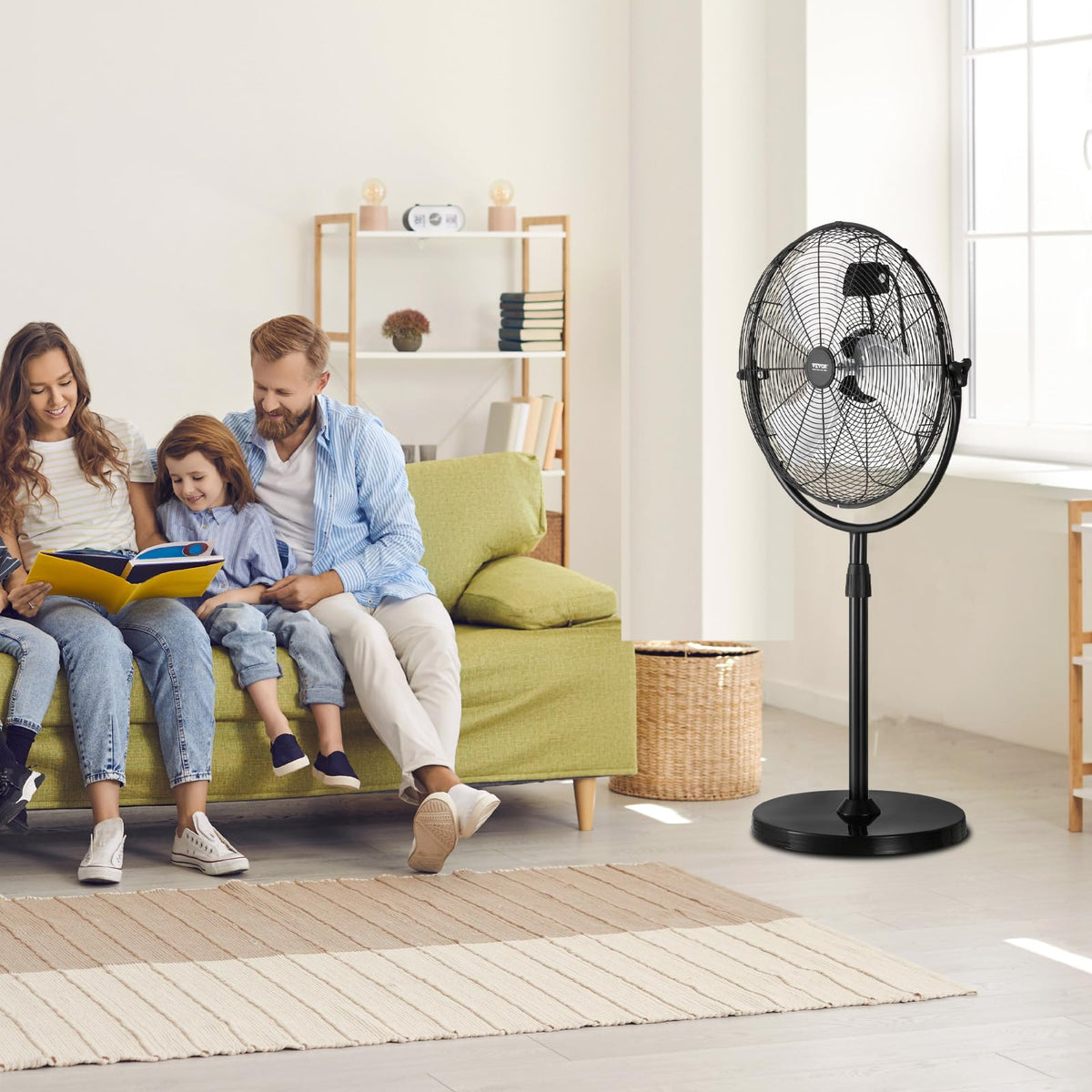 20 Inch 3 Speed Adjustable Height Pedestal Fan D7135