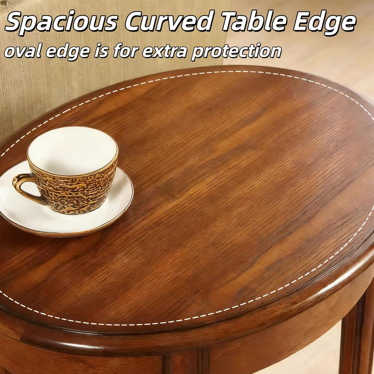 Oval Cherry Finish Wood End Table with Storage Shelf O584