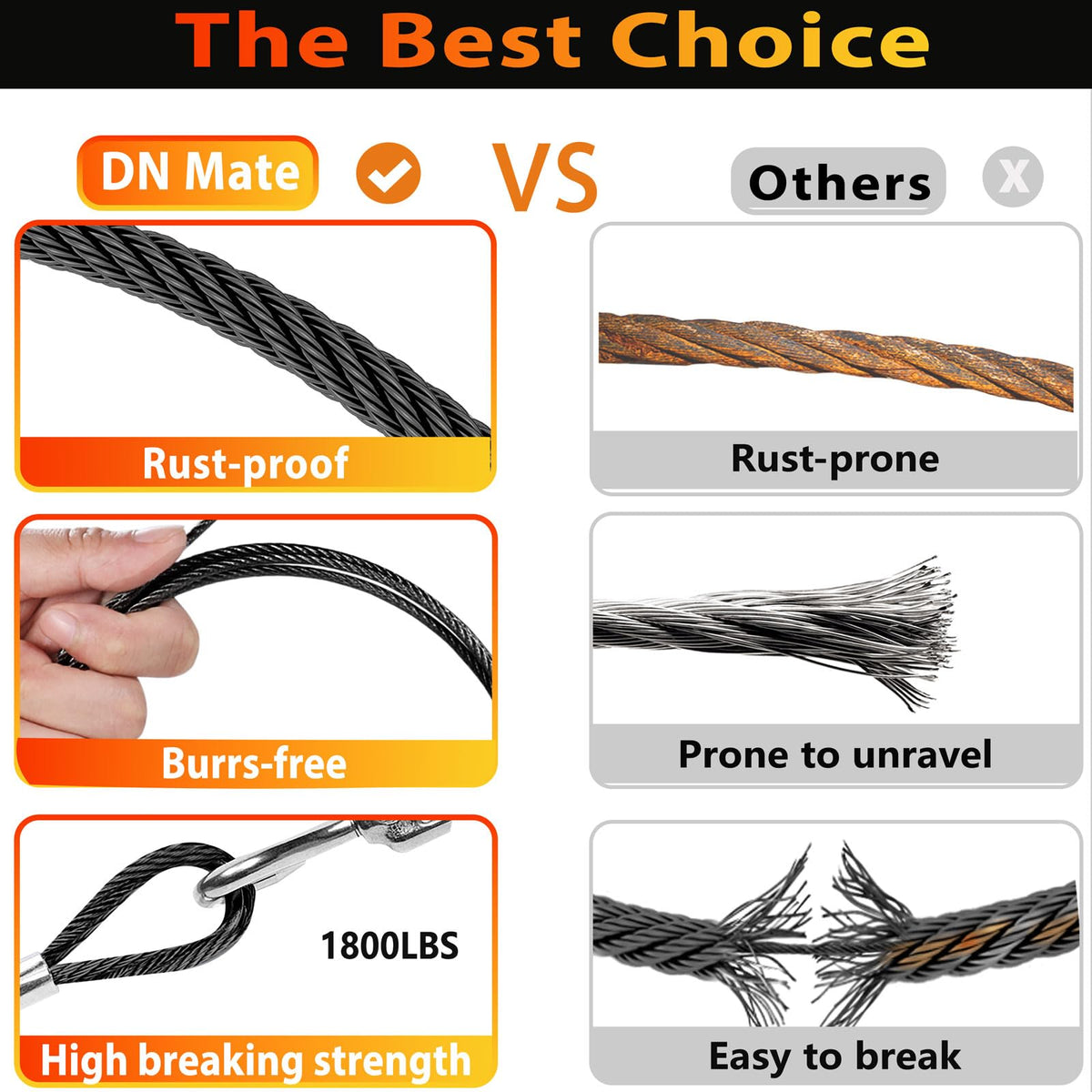 Black Stainless Steel Cable for Railing 220FT 1/8" T316 Wire Rope A3569